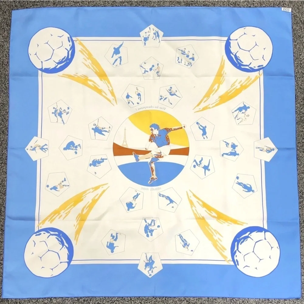 HERMES Limited Edition Rare World Cup Carre 90 “Vive Les Champions!” Silk Scarf